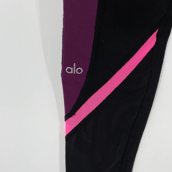 Alo Yoga Black Juneberry Pink High Rise Mesh Full Length Elevate Leggings Size S - Picture 8 of 10